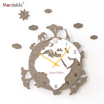 mandelda punch-free clock wall clock living room mute creative art clock European style pastoral personality household hanging