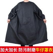 Long sleeve electric welding denim apron anti-dressing men and women Factory wear-resistant canvas work clothes