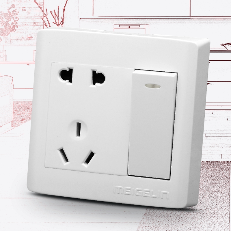 Min Fitting Wall Switch Socket Panel Five Holes Socket With Switch Single Control Single Open Single Enlightened Wire Box Ultrathin