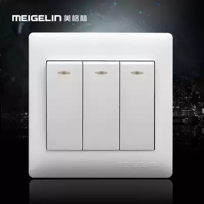 86 type concealed wall switch socket panel three-position 3-open triple-open single-control single-joint fluorescent ivory white