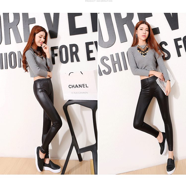 Quần legging giả da mùa thu đông cộng với quần nhung da size lớn phần mỏng nữ mặc MM nặng 200 cân là quần lửng mỏng chân quần nữ big size