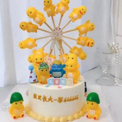 Cartoon Yellow Milk Dragon Ferris Wheel Cake Decoration Kidsren's Boy Birthday Party Baking DIY Handmade Ornaments