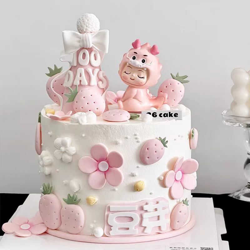 Cute Cartoon Resin Dragon Baby Boy and Girl Birthday First Birthday Full Moon Dessert Table Baking Cake Decoration Ornaments