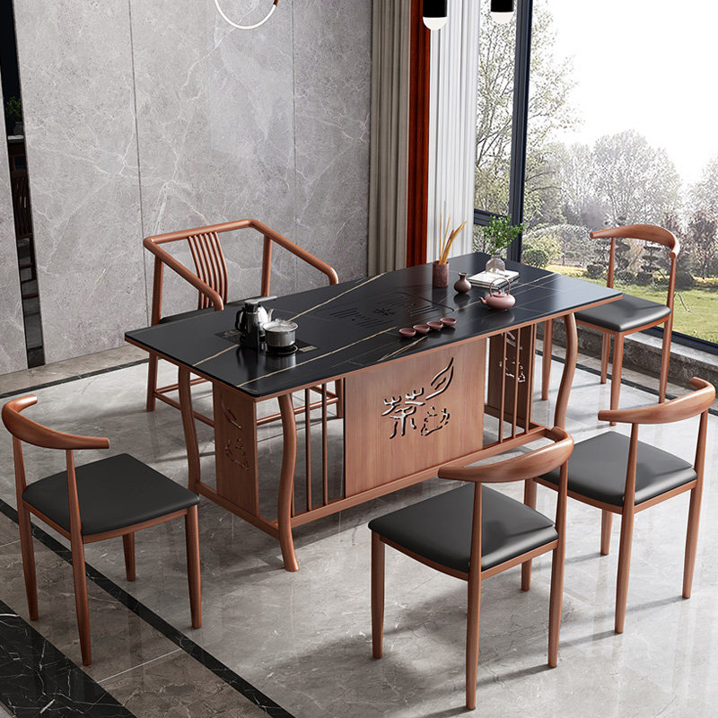 Light luxury rock slab tea table and chair combination modern simple office home tea table kung fu tea table tea set in one