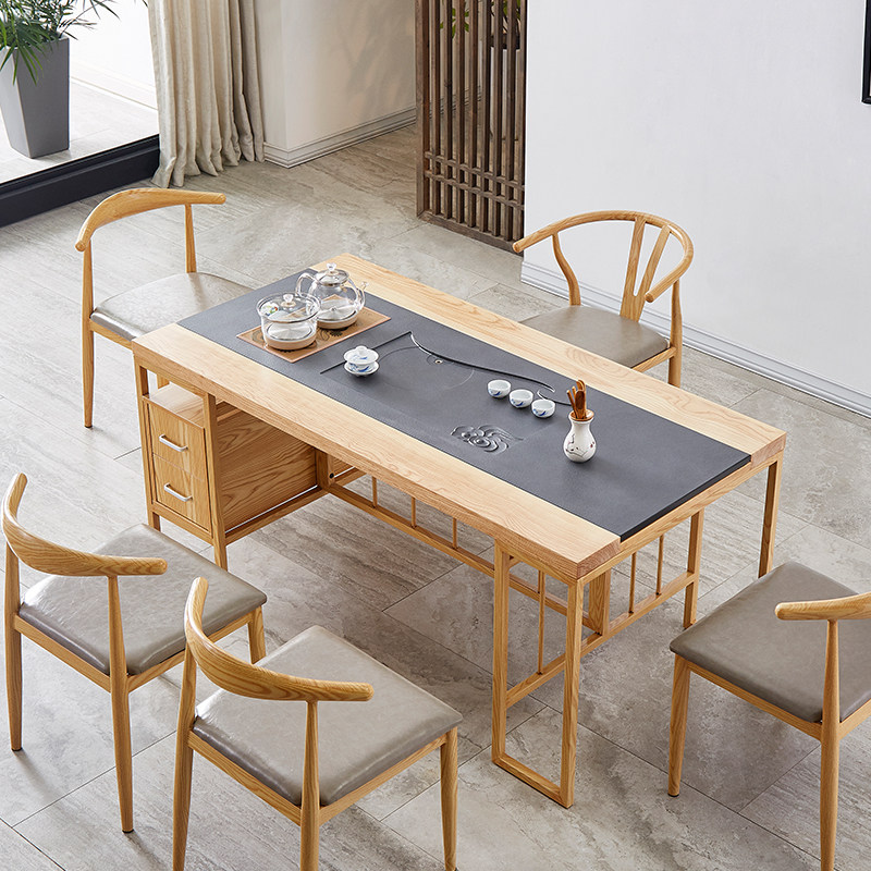 Fire-fired stone tea table and chair combination simple modern Ujinshi kung fu tea table office brewing tea set integrated