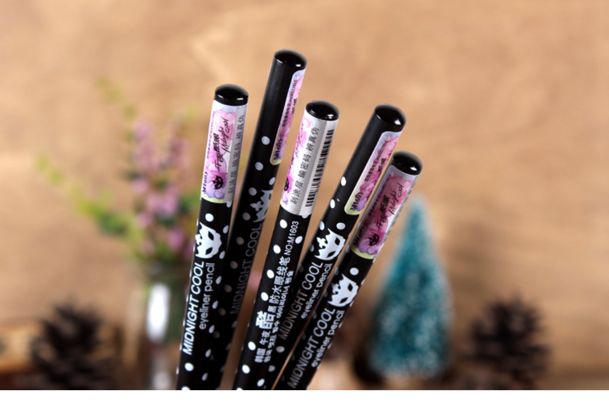 Midnight cool black không thấm nước bút chì kẻ mắt bằng gỗ kẻ mắt sử dụng kép (refill gốc Anh, 100% không thấm nước) - Bút kẻ mắt kẻ mắt gel