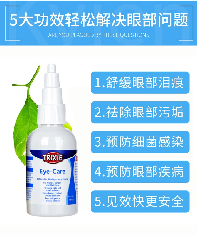 Tres Pet Eye Care Liquid Dog Cat Eye Drops Làm giảm vết rách Ngăn ngừa các bệnh về mắt Chống viêm và kháng khuẩn - Thuốc nhỏ mắt