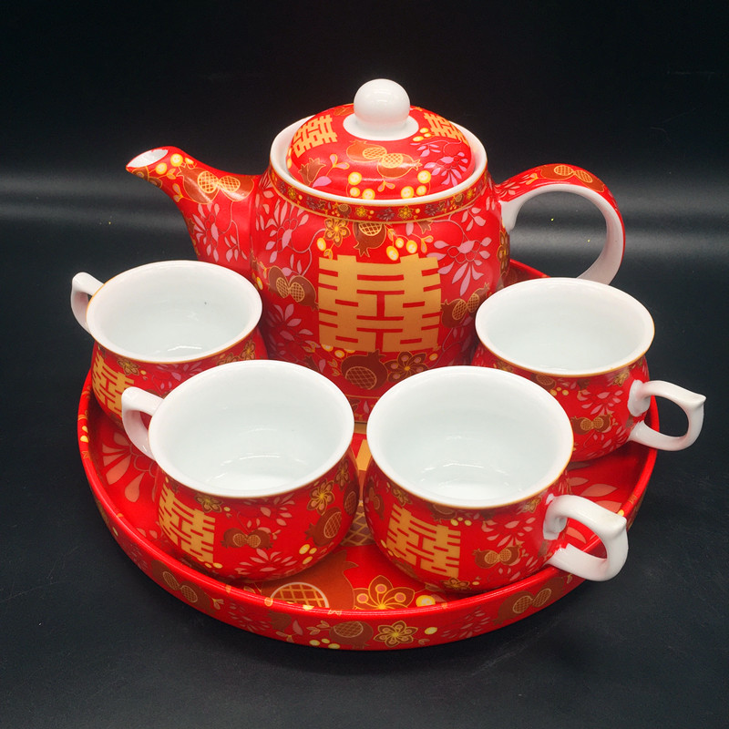 Hong Kong wedding wedding newlyweds traditional tea supplies Guangliyuan tea ceramic tea set tea cup whole set