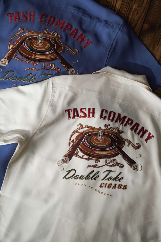Tash Roulette Gambler Cigar Rayon American Retro Embroidered Bowling Hawaiian Shirt Short Sleeve Cuban Collar