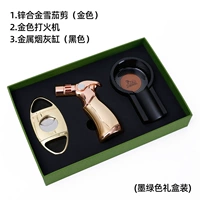 Металлическая золотая черная зажигалка, пепельница