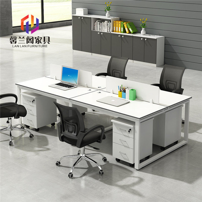 Minimalist Hyundai 4 people's position steel frame desk new 6 people lock staff computer table and chairs combined six staff table