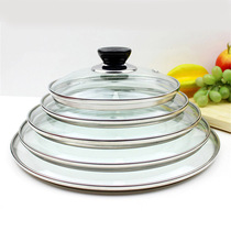 Promotional boutique round transparent glass cover universal wok 16 18 20 24 28 pot cover