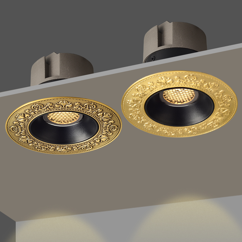 All copper European-style led spotlight embedded anti-glare high display index wall washer lamp living room aisle downlight household 7 5 holes