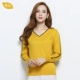 2018 mới nhỏ áo len cashmere cổ chữ V của phụ nữ áo len dài tay áo len len đáy áo sơ mi cỡ lớn áo len mỏng áo cổ lọ