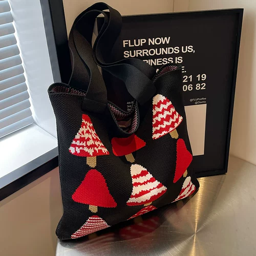 Трикотажная сумка через плечо, вместительная и большая сумка на одно плечо, городской стиль