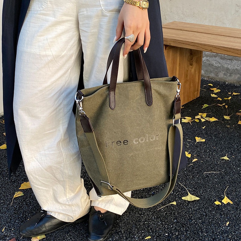 Retro Canvas Tote Bag 2026 New Fashion Satchel Work Clothing Bag Large Capacity Casual Versatile One-Shoulder Cross-Body Bag