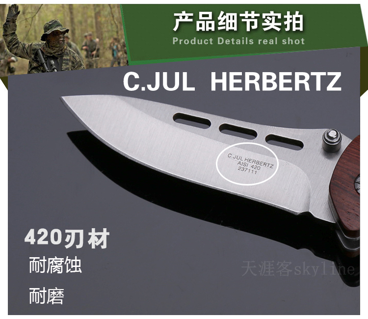 OEM dao gấp HERBERTZ xuất khẩu quân đội Thụy Sĩ dao đa năng cắm trại dao trái cây dao sắc dao quân đội loại xịn