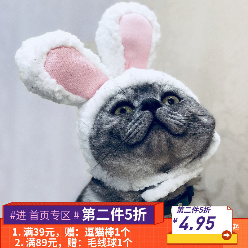 Tikyin Same White Rabbit Cat Head Cover Lovely Molded Headdress Hat