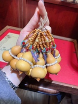 Gourd mobile phone hanging with olive pit Bodhi cinnabar shell beads natural gourd hand-woven