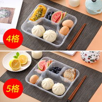 Golden five edge disposable multi-grid lunch box Four five six grid fast food box with lid Bento box takeaway plastic lunch box