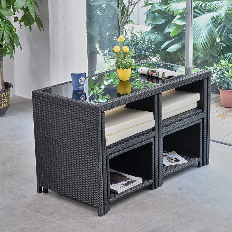 Outdoor rattan chair three-piece set courtyard balcony small table and chair combination outdoor leisure garden rattan furniture sun room