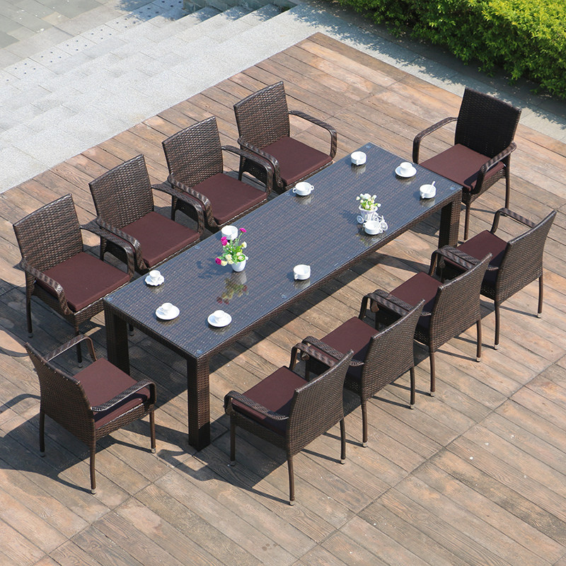 Outdoor Large Vines Dining table and chairs Cane Seat Tea Table Leisure Patio Garden Imitation Vine Combination Minima Villa Balcony