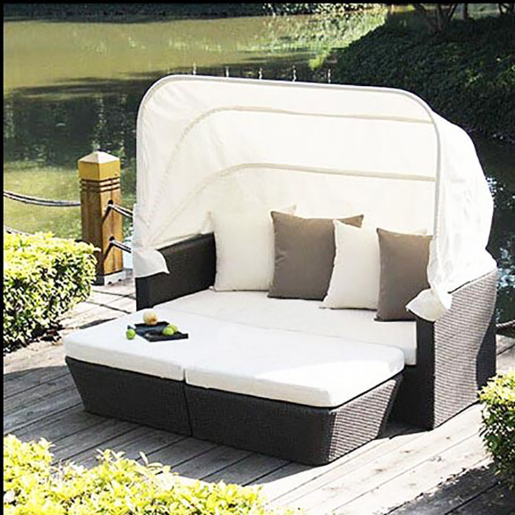 Outdoor leisure with awning sofa garden leisure rattan sofa pedal balcony rattan sofa combination hotel terrace
