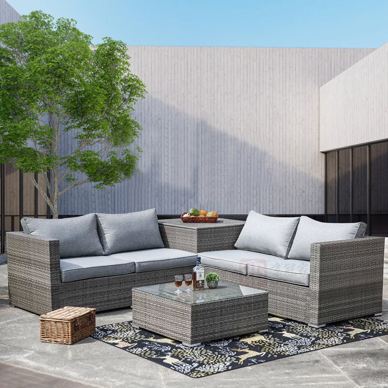 Outdoor Sofa Sun Protection Waterproof Casual Living-room Balcony Outdoor Patio Tea Table 3 Rattan Furniture Folk Rattan Chair-Taobao