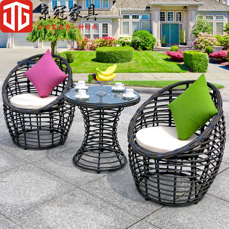 Outdoor Leisure Table and Chair Simply Nordic Vine Chair Tea Combined Water-proof Balcony Drinking Tea Coulette Windy Woven Single Chair