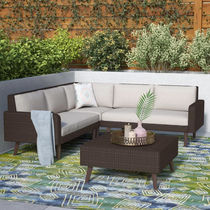 Nordic Outdoor Sofa Rattan Art Villa Hotel Modern Rattan Coffee Table Garden Simple Rattan Imitation Casual Waterproof Sunscreen