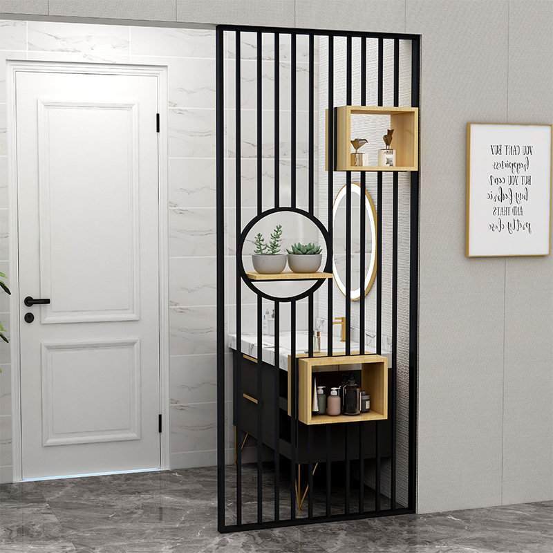 Custom Nordic Light Extravagant Screen Partition Stainless Steel Modern Minimalist Living-room Office Entrance in the family Xuanguan Chinese hollowed out