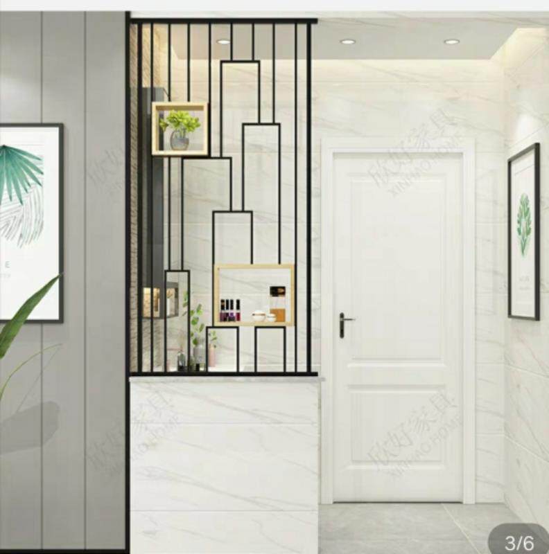 Nordic light and luxurious entrance to the family Footwear Cabinet Screen Partition Living Room Dining Room Stainless Steel Wash Terrace Hollowed-out Shelve