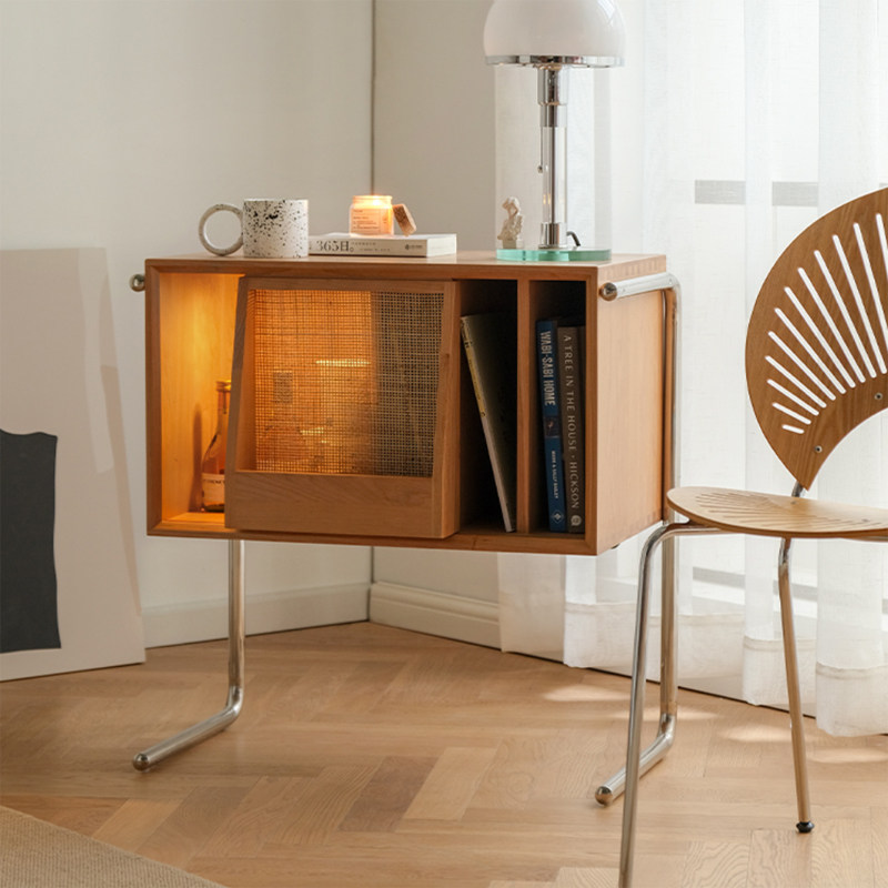 Black Gum Record Containing Cabinet Solid Wood Suspension Cabinet Day Style Log Bookcase Nordic Magazine Bed Head Cabinet Multifunction Shelf