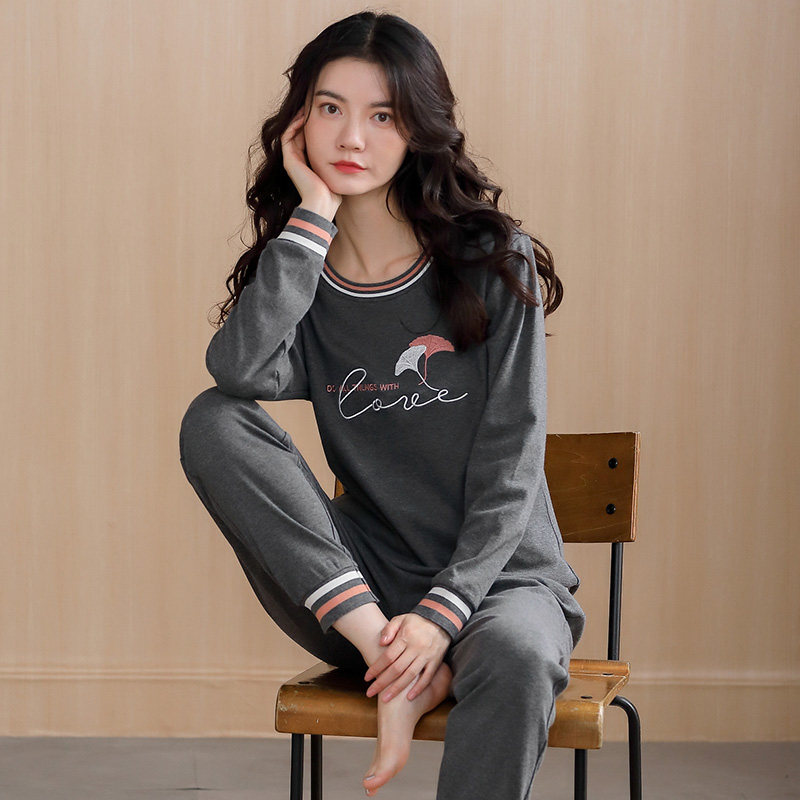 2022 New Sleepwear Lady Spring Autumn's pure cotton long sleeve autumn winter full cotton Home Residence Suit can be worn outside