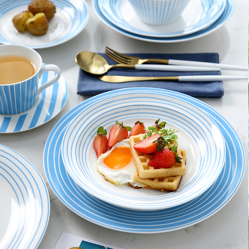 Net red tableware ins eating bowls dishes Dish Suit Combined Nordic Minima Soup Bowl Noodle Bowl West Dining Steak-Taobao