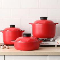 Casserole saucepan Home Ceramic Saucepan Soup Cooking gas cooker Special large sand pot red gas Heat resistant and high temperature resistant