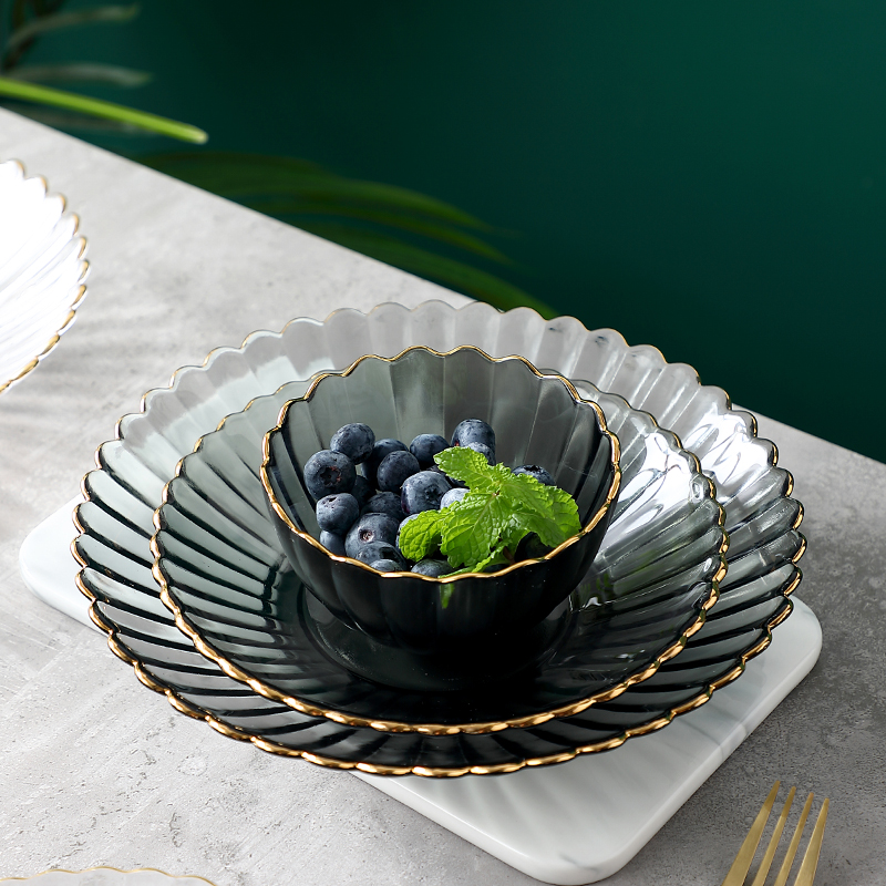 Net Red Ins Cutlery Flowers Phnom Penh Glass Bowls Dish Home Fruit Pan Salad Bowl Dessert Snack Bowls Ice-cream Bowl-Taobao