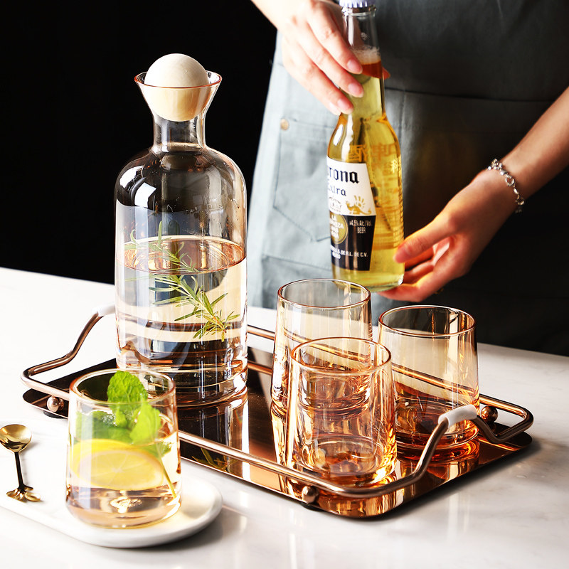 Set number 7 Water with fruit flower teapot suit light lavish glass flower tea cup Home gift box Gift Price Clear Bin-Taobao