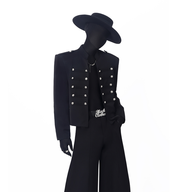 Blackclothes Niche Buttoned Napoleon Court-Style Stand-Collar Blazer with Shoulder Pads Short Suit Cardigan Blackclothes Niche Buttoned Napoleon Court-Style Stand-Collar Blazer with Shoulder Pads Short Suit Cardigan