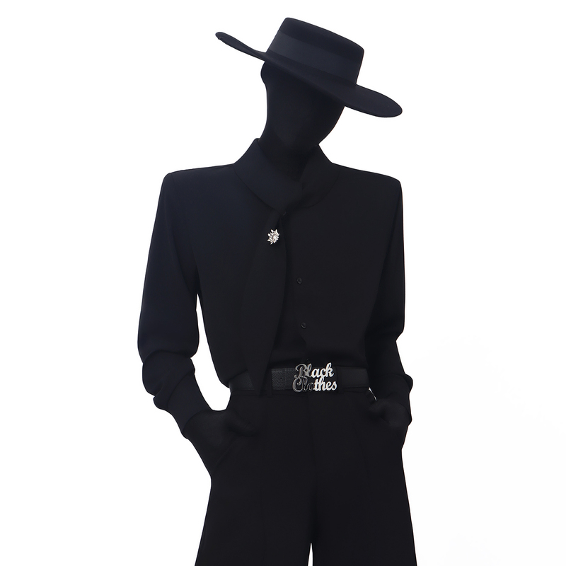 Blackclothes French-Style Flutter Collar Scarf Shirt for Men, Korean-Style Long-Sleeve Design, Niche Personality Fashion Shirt Blackclothes French-Style Flutter Collar Scarf Shirt for Men, Korean-Style Long-Sleeve Design, Niche Personality Fashion Shirt
