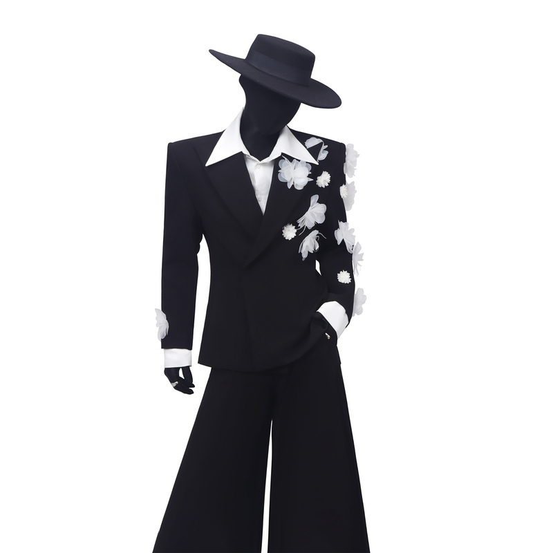 Blackclothes Heavy-Duty Faux Two-Piece Patchwork Stylish Blazer Waist-Cinching Suit Jacket Men's Lapel Trendy