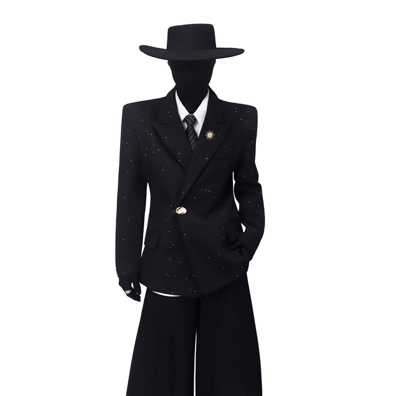 Blackclothes Niche Gold-Stamped Star-Pattern Blazer for Men, Stylish with Shoulder Pads, Loose Fit, Casual Waist-Cinching Suit Blackclothes Niche Gold-Stamped Star-Pattern Blazer for Men, Stylish with Shoulder Pads, Loose Fit, Casual Waist-Cinching Suit