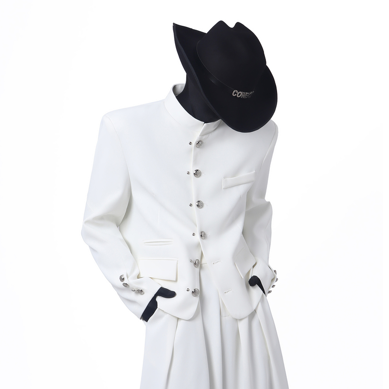 Blackclothes High-End Stand-Up Collar Shoulder-Padded Suit Set for Men, New Chinese-Style Short Suit Jacket with Scimitar Pants Blackclothes High-End Stand-Up Collar Shoulder-Padded Suit Set for Men, New Chinese-Style Short Suit Jacket with Scimitar Pants