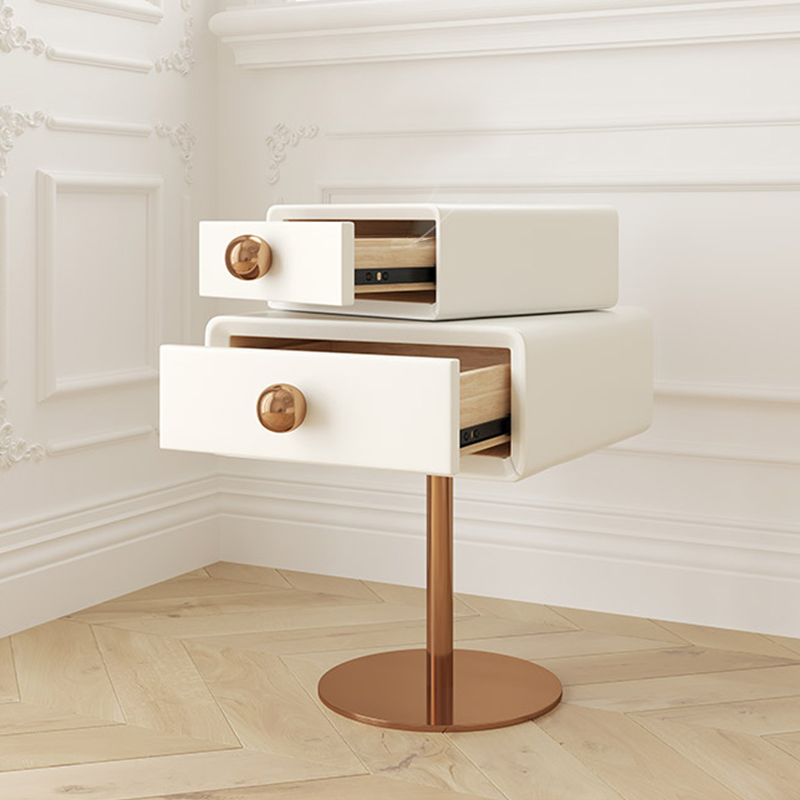 Bedside cabinet Modern luxury cream wind Simply modern light luxury in red wooden side cabinet master bedroom rotates