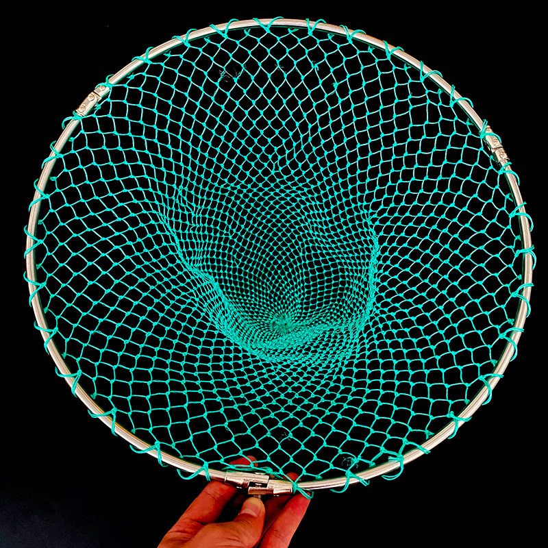 Fishing net head net pocket stainless steel folding net ring fishing gear fishing shrimp hand-woven mesh 1 finger eye 1cm