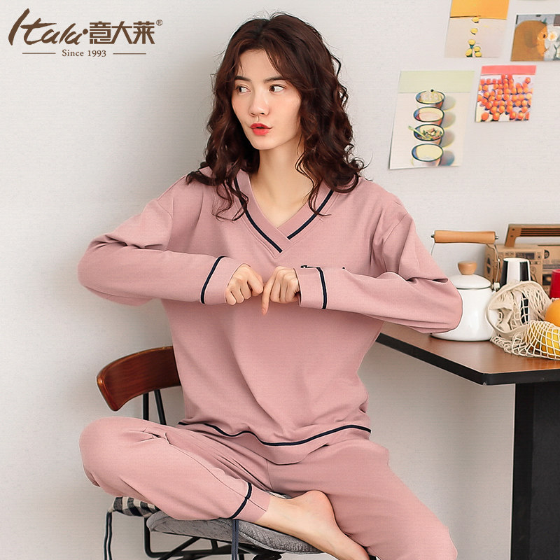 Meaning Grand Lenet Red Pyjamas Women's Home Suit Extractable Pure Cotton Loose Can Go Out For Autumn And Winter Full Cotton Casual Long Sleeves
