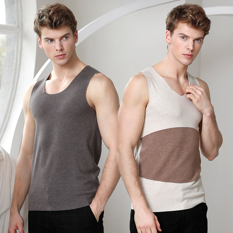 Italy Great Lele Sports Vest Mulberry Silk Masculinin thickened with bottomless warm and no marks and no sleeveless vest in winter