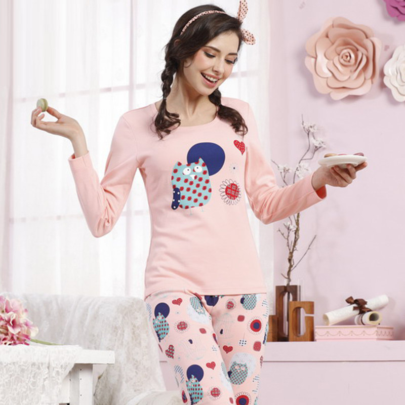 Italian Great Leautumn Winter Women Fever Clothes Autumn Clothes Sanitary Pants Thin girl Winter Cartoon Round Collar Beating Bottom Suit 7704