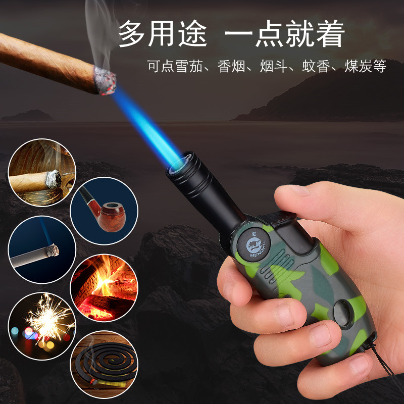 Windproof lighter inflatable igniter cigar point incense point moxibustion point moxa bar high temperature straight-through gas welding gun spray gun