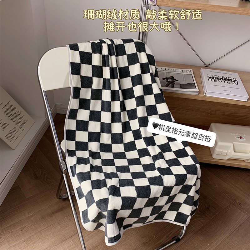 ins Retro Checkerboard Pattern Bath Towel, Face Towel, Hair Drying Cap Three-Piece Set, Household Absorbent Quick-Drying, Unisex